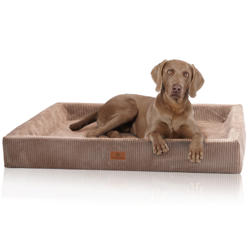 Knuffelwuff orthopädisches Hundebett aus Cord mit Handwebcharakter Santiago M-L 85 x 65cm Braun