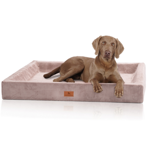 Knuffelwuff orthopädisches Hundebett aus Cord mit Handwebcharakter Santiago XL 105 x 80cm Rosa