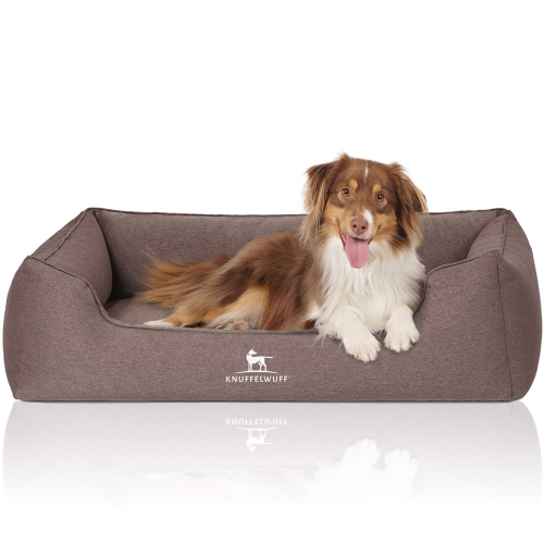 Knuffelwuff Orthopädisches Hundebett Leano aus Velours mit Handwebcharakter XL 105 x 75cm Braun