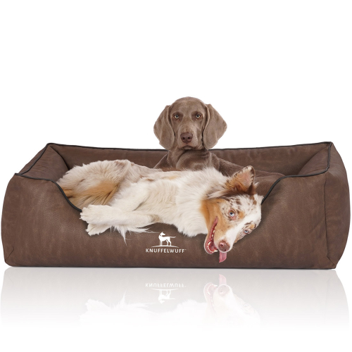 Knuffelwuff Orthopädisches Hundebett Rockland aus Kunstleder XL 105 x 75cm Braun