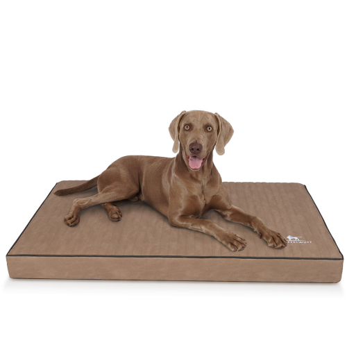 Knuffelwuff orthopädische Hundematte Palomino aus laser-gestepptem Kunstleder XL 100 x 70 Camel