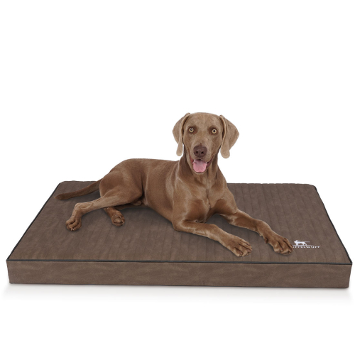 Knuffelwuff orthopädische Hundematte Palomino aus laser-gestepptem Kunstleder XXL 115 x 80 Braun