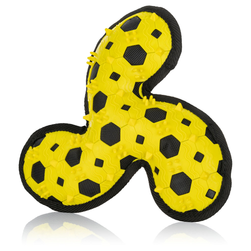 Knuffelwuff Hundespielzeug Tri Flyer Yellow aus Gummi und Gewebe